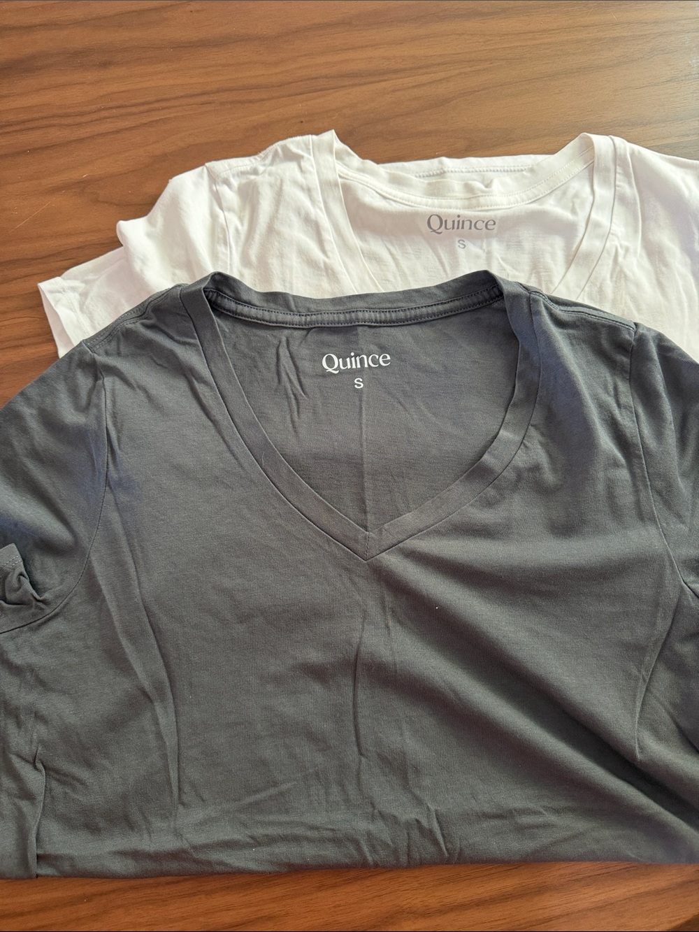 Quince Women's V-Neck Tee Duo - grey & White